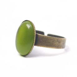Bronzener Cateye Ring Oval in olive grün