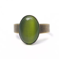 Bronzener Cateye Ring Oval in olive grün