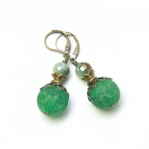 Vintage Ohrringe Bronze mit in grün mit Achat