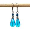 Edelstahl tropfen Ohrringe mit blauer Glasschliffperle im Vintage Stil