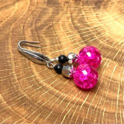 Edelstahl Ohrringe im 80er Jahre Disco Stil in pink und schwarz