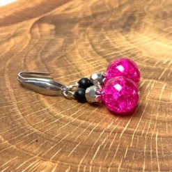 Edelstahl Ohrringe im 80er Jahre Disco Stil in pink und schwarz