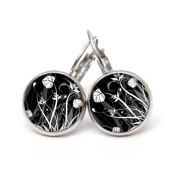 Ohrstecker, Ohrhänger, Clipse & Druckknopf - Motiv Wildblumenwiese Schwarz weiß  - Schmuck aus Edelstahl