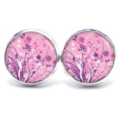 Druckknopf Ohrstecker Ohrhänger Blumenwiese rosa weiß violett