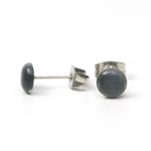 Mini 5mm große Cateye Ohrstecker in schwarz - Edelstahl