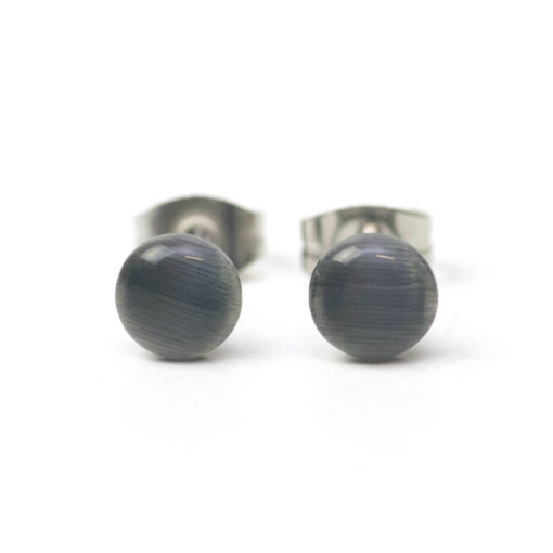 Mini 5mm große Cateye Ohrstecker in schwarz - Edelstahl