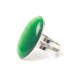 Großer bronzener Cateye Ring Oval in grün