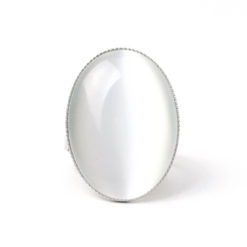Großer Cateye Ring Oval in weiß grau