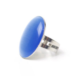 Großer Cateye Ring Oval in jeansblau