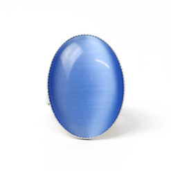 Großer Cateye Ring Oval in jeansblau