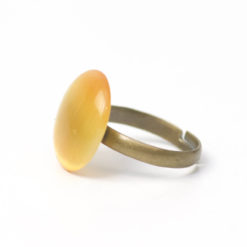 Gelber Cateye Ring in Bronze