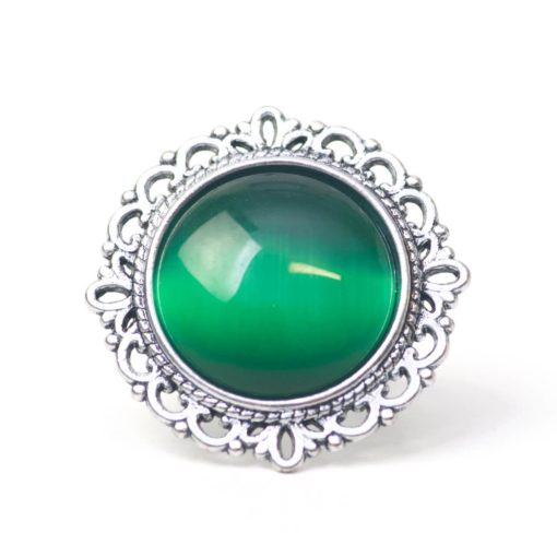 Großer Vintage Cateye Ring in smaragd grün