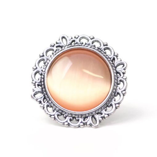 Großer Vintage Cateye Ring in apricot