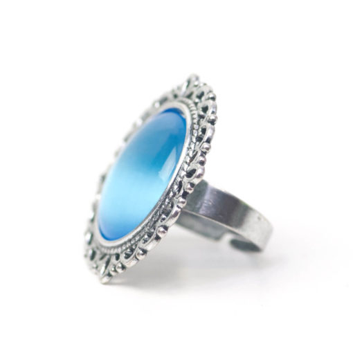 Großer Vintage Cateye Ring in himmelblau