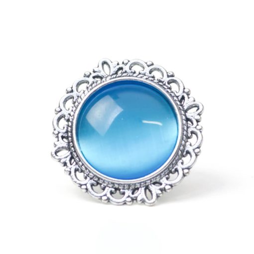 Großer Vintage Cateye Ring in himmelblau