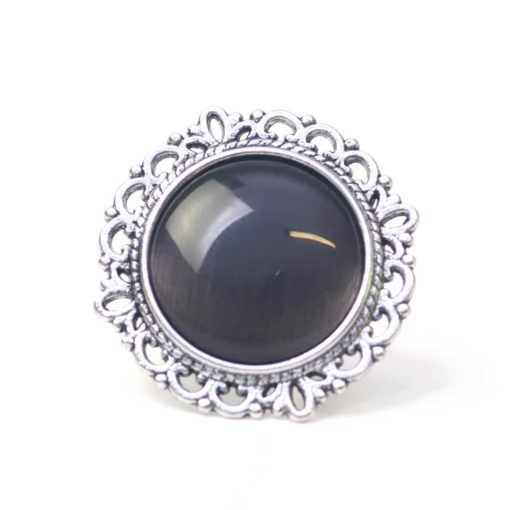 Großer Vintage Cateye Ring in schwarz