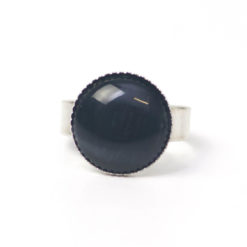 Zarter schwarzer Cateye Ring - verstellbar