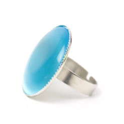 Großer Cateye Ring in türkisblau - verstellbar