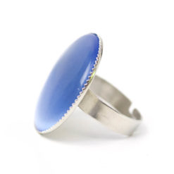 Großer Cateye Ring in jeansblau - verstellbar
