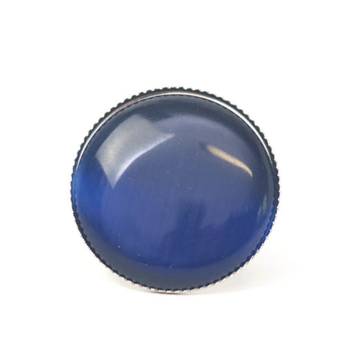 Großer Cateye Ring in dunkelblau - verstellbar