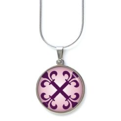 Edelstahl Kette in rosa mit großem violettem Kreuz