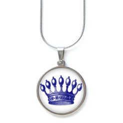 Edelstahl Kette blaue dunkelblaue Krone Prinzessin