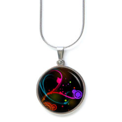 Edelstahl Kette schwarze Galaxy mit buntem Muster