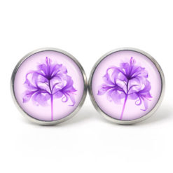 Druckknopf Ohrstecker Ohrhänger Clipse Lilien in lila violett