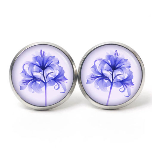 Druckknopf Ohrstecker Ohrhänger Clipse Lilie in blauviolett