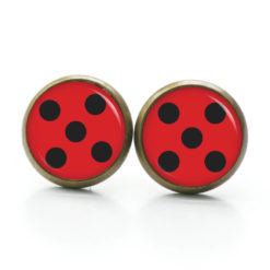 Druckknopf Ohrstecker Ohrhänger Clipse rot schwarze Punkte Marienkäfer Ladybug