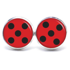 Druckknopf Ohrstecker Ohrhänger Clipse rot schwarze Punkte Marienkäfer Ladybug