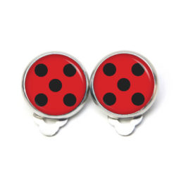 Druckknopf Ohrstecker Ohrhänger Clipse rot schwarze Punkte Marienkäfer Ladybug