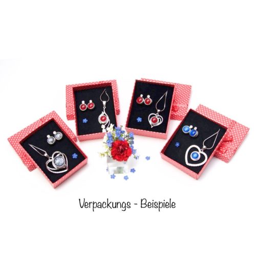 Druckknopf Set eleganter kleiner Anhänger mit Kette und Ohrringe - Farbwahl