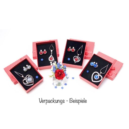 Druckknopf Set Katze mit Strass mit Kette und Ohrringe - Farbwahl