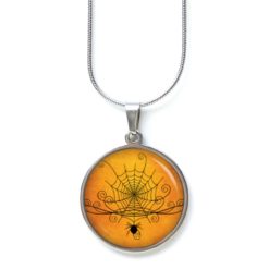 Edelstahl Kette Halloween Spinne großes Spinnennetz orange schwarz