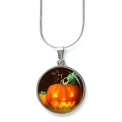 Edelstahl Kette Halloween grusel Kürbis orange schwarz