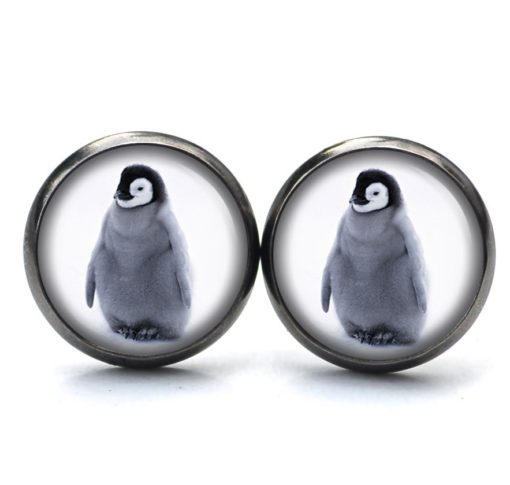 Druckknopf Ohrstecker Ohrhänger Clipse Baby Pinguin