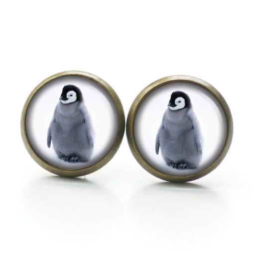 Druckknopf Ohrstecker Ohrhänger Clipse Baby Pinguin