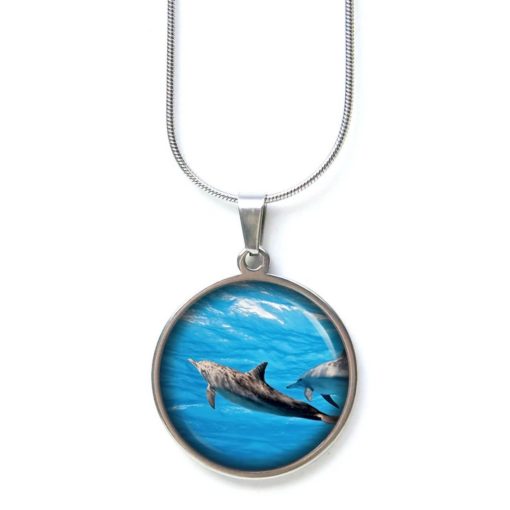Druckknopf Ohrstecker Ohrhänger Clipse Delfin Delfine unter Wasser