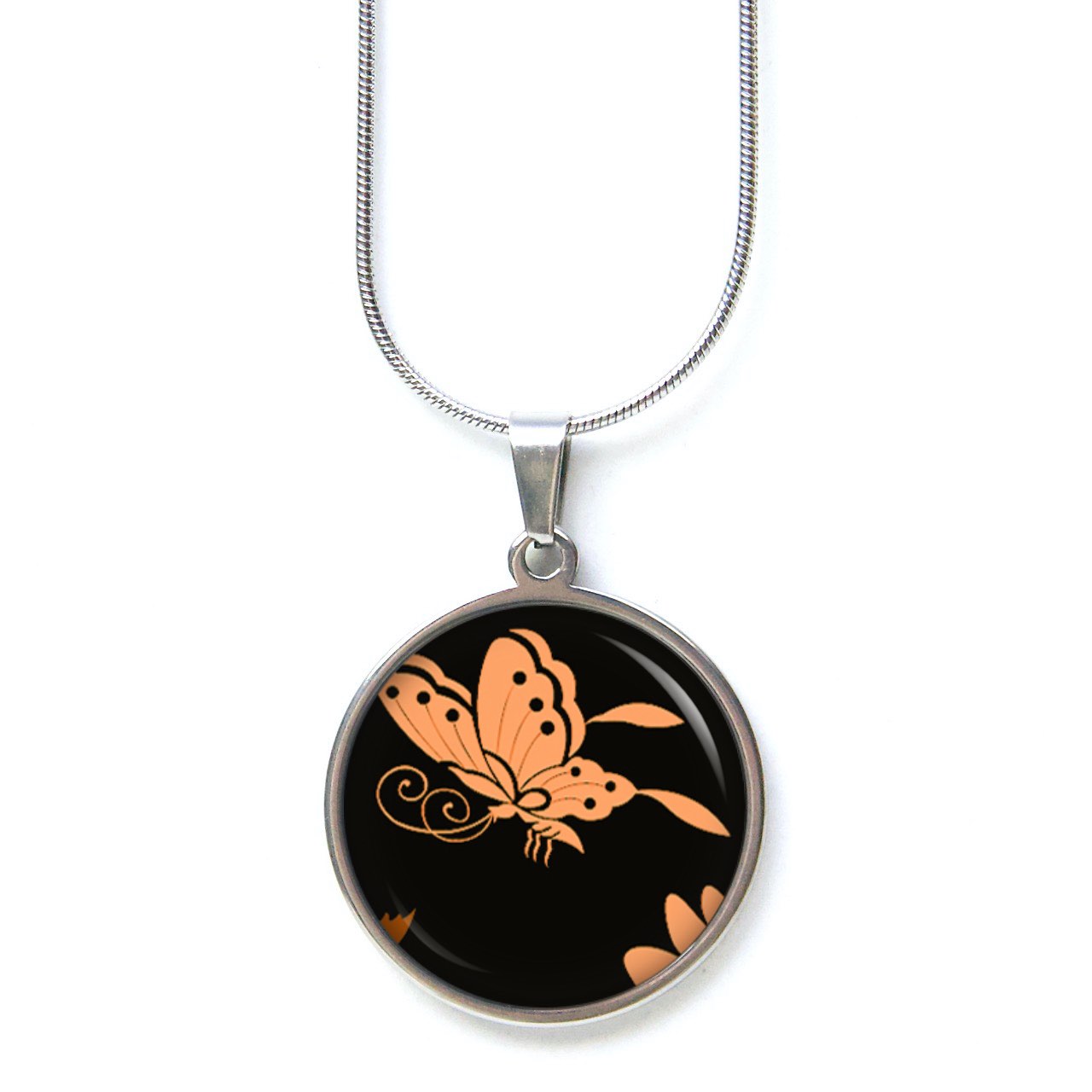 Ohrstecker, Ohrhänger, Clipse & Druckknopf – Motiv Schmetterling Orange schwarz – Schmuck aus Edelstahl Ohrstecker, Ohrhänger, Clipse & Druckknopf – Motiv Schmetterling Orange schwarz – Schmuck aus Edelstahl