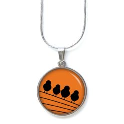 Kette 4 Vögel auf dem Drahtseil orange schwarz