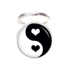 Schlüsselanhänger Yin Yang schwarz weiß Valentinstag Herz Herzen