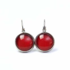 Druckknopf / Ohrstecker / Ohrhänger handbemalt rot blutrot kräftig rot