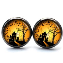 Druckknopf Ohrstecker Ohrhänger Clipse Geisterhaus Halloween