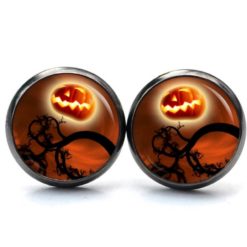 Druckknopf Ohrstecker Ohrhänger Halloween fliegender Kürbis