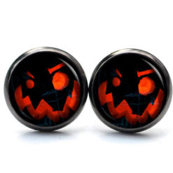 Druckknopf Ohrstecker Ohrhänger Clipse böser Halloween Kürbis