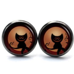 Druckknopf Ohrstecker Ohrhänger Ohrclipse lustige Halloween Katze