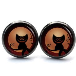 Druckknopf Ohrstecker Ohrhänger Ohrclipse lustige Halloween Katze