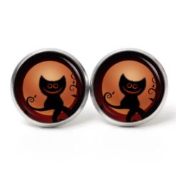 Druckknopf Ohrstecker Ohrhänger Ohrclipse lustige Halloween Katze