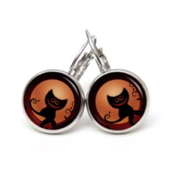 Druckknopf Ohrstecker Ohrhänger Ohrclipse lustige Halloween Katze